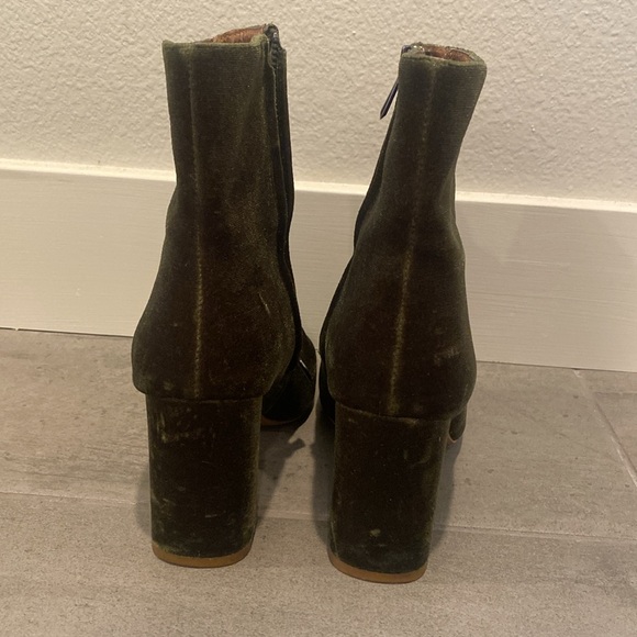 Jaggar Dark Green Velvet Ankle Boots - Picture 7 of 11